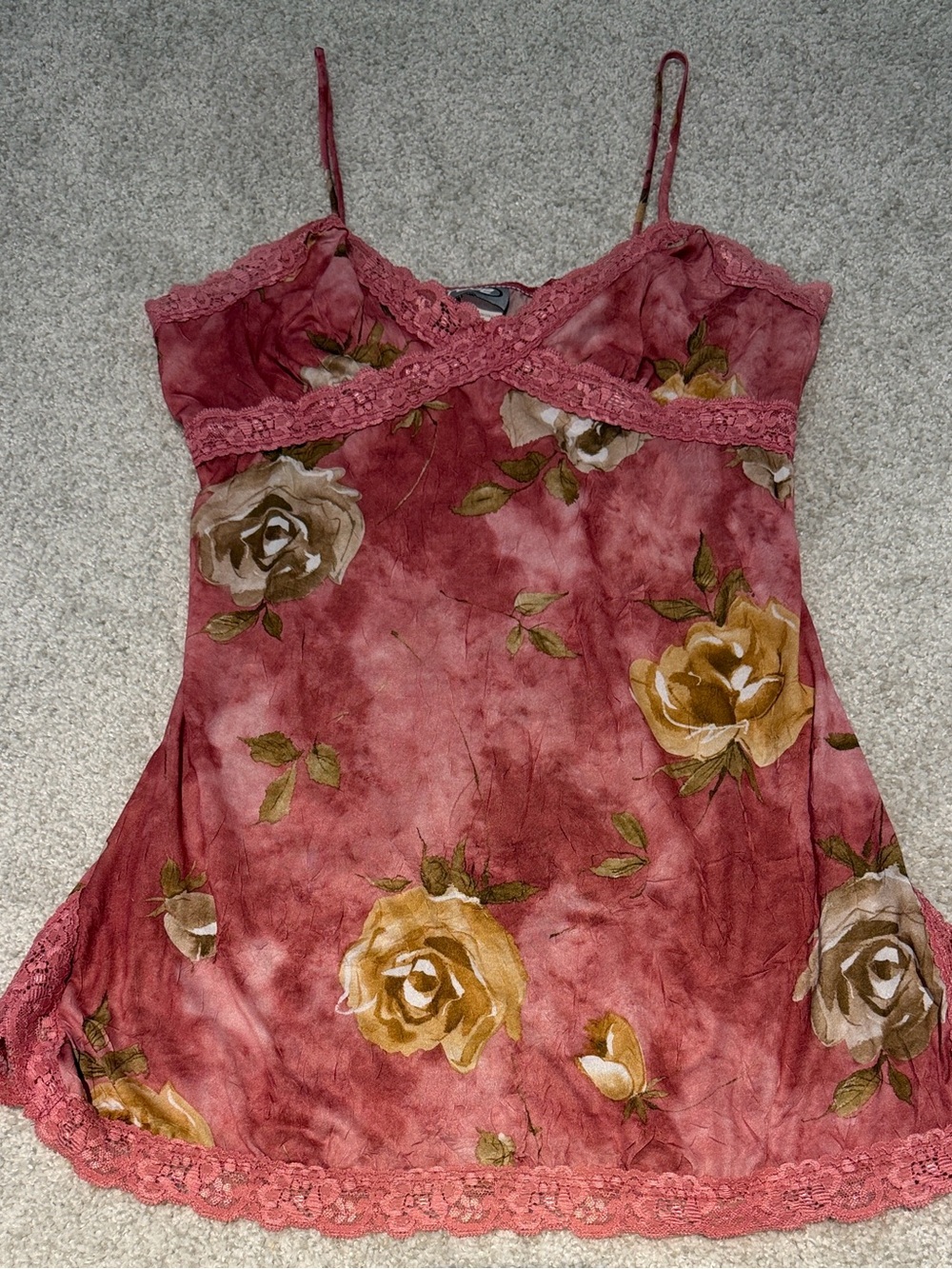 Rave vintage Y2K rose floral lingerie style top size medium
